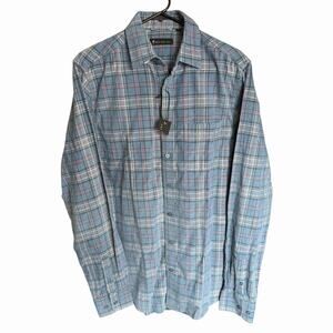 American Tall Flannel Shirt Men's Button Up Medium Tall Plaid Preppy Prep Career